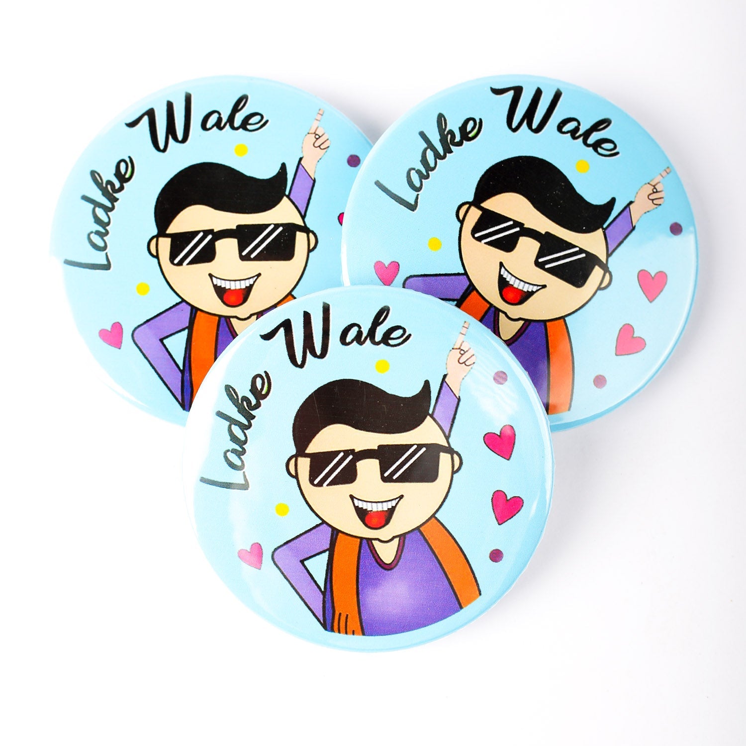 Charming Couple Badges: Larky Wale & Larki Wale Wedding Badges 6 Pcs - Ardor