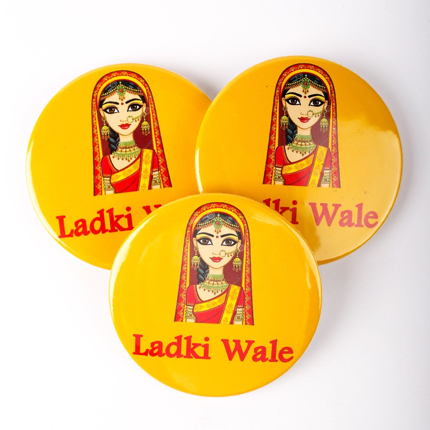 Charming Couple Badges: Larky Wale & Larki Wale Wedding Badges 6 Pcs - Ardor