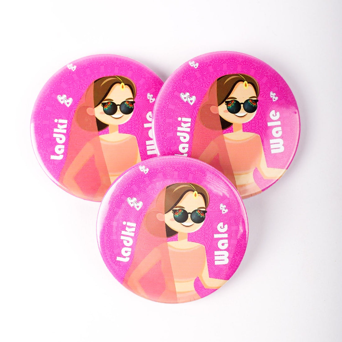 Charming Couple Badges: Larky Wale & Larki Wale Wedding Badges 6 Pcs - Ardor